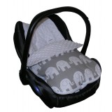 Grey Elephant Design Padded Car Seat Footmuff with a White Cuddlesoft Dimple Fleece Lining Designed to fit Group 0 Car Seats. Lovely Warm Cosy Toes by Jillyraff